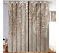 DUOTCYELE Marble Palm Leaves Black out Curtains, Luxurious Tropical Plants Blackout Window Curtains Decor for Bedroom, Living Room, Beige Grommet Window Drapes 2 Panel Set, W46 x L54 Inch