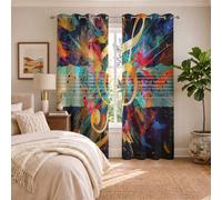 DUOTCYELE Musical Notation Musical Notes Curtains for Windows - Street Ink Splash Art Blackout Eyelet Curtain 54 Drop Thermal Insulated Curtain for Bedroom W90 x L90 Inch, 2 Panels Curtains