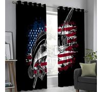 DUOTCYELE Sea Bass American Flag Style Black out Curtains, Retro Blackout Window Curtains Decor for Bedroom, Living Room, Black Grommet Window Drapes 2 Panel Set, W46 x L72 Inch