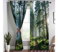 DUOTCYELE Sunshine Forest Meadow Black out Curtains, Tranquil Natural Scenery Blackout Window Curtains Decor for Bedroom, Living Room, Green Grommet Window Drapes 2 Panel Set, W90 x L90 Inch