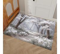 DUOTCYELE White Flower Clusters On Large Tree Path Door Mat - Non-slip Washable Doormat, Low Pile Mysterious Dreamlike Rug, Non-slip Bedroom Carpet for Front Entrance Welcome Mat, 60 x 90 cm