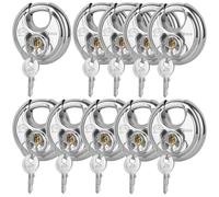 DuoTyga Discus Keyed Alike Padlock, 2-3/4 Inch Wide, Heavy Duty Stainless Steel Outdoor Disc Lock with Key for Storage Unit, Garages, Fence and Sheds, 10 Pack