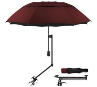 DUOUPA Patio Umbrellas Beach umbrella with Clamp,outdoor umbrella,Portable Umbrellas for Rain,Chair,Golf Cart,Stroller Manual Open & Close (Wine 43″/Type A)