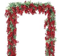 Duovlo 4Pcs 6.6Ft/Piece Imitation Silk Wisteria Garland Hanging Flower Vine for Home Outdoor Garden Ceremony Wedding Arch Floral Decor (Red)