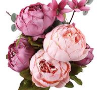 Duovlo Fake Flowers Vintage Artificial Peony Silk Flowers Wedding Home Decoration,Pack of 1 (New Sweetened Bean)