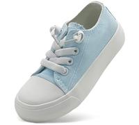 Duovodu Children's Trainers Boys Canvas Shoes Girls Canvas Trainers Unisex Casual Shoes Classic Adjustable Strap Sports Shoes, light blue, 6 UK Child