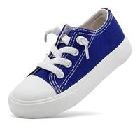 Duovodu Children's Trainers Boys Canvas Shoes Girls Canvas Trainers Unisex Casual Shoes Classic Adjustable Strap Sports Shoes, blue, 6 UK Child
