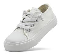 Duovodu Children's Trainers Boys Canvas Shoes Girls Canvas Trainers Unisex Casual Shoes Classic Adjustable Strap Sports Shoes, White, 9.5 UK Child