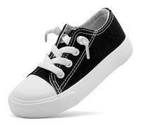 Duovodu Children's Trainers Boys Canvas Shoes Girls Canvas Trainers Unisex Casual Shoes Classic Adjustable Strap Sports Shoes, black, 5 UK Child