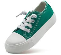 Duovodu Children's Trainers Boys Canvas Shoes Girls Canvas Trainers Unisex Casual Shoes Classic Adjustable Strap Sports Shoes, Green, 6 UK Child