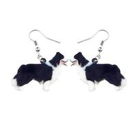DUOWEI Acrylic Border Collie Earrings Pets Dangle Jewelry for Women Gifts (Black)
