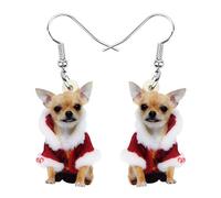 DUOWEI Acrylic Christmas Chihuahua Dog Earrings Animals Pets Drop Dangle Jewelry For Women Kids Teens Gifts brown