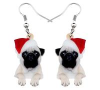 DUOWEI Acrylic Christmas Chihuahua/Pug/Yorkshire Dog Earrings Pets Drop Dangle Jewelry For Women Kids Teens Gifts, Acrylic, Sandstone