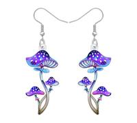 DUOWEI Acrylic Colorful Mushroom Earrings Dangle Nature Inspired Cute Plant Dangling Hypoallergenic Jewellery Gifts Ideas for Women Mom Mushroom Lovers Gifts Charms (Purple)