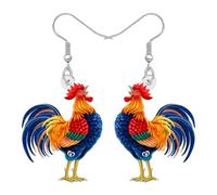 DUOWEI Acrylic Cute Farm Animals Rooster Chicken Dangle Earrings Gifts for Women Chicken Lovers, Statement Farmer Gifts Jewellery Country Charm (Multicolour)