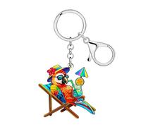 DUOWEI Acrylic Cute Hawaii Tropical Parrot Bird Keychain Keyring Gifts For Women Girl Bird Lovers Car Keys Wallet Accessories (Colorful)