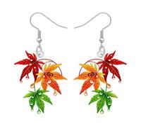 DUOWEI Acrylic Fun Fall Maple Leaf Dangle Earrings Gifts for Women Nature Lovers, Hypoallergenic Plant Autumn Leaves Thanksgiving Jewellery Accessories (Colorful)