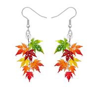 DUOWEI Acrylic Fun Fall Maple Leaf Dangle Earrings Gifts for Women Nature Lovers, Hypoallergenic Plant Autumn Leaves Thanksgiving Jewellery Accessories (Brown)