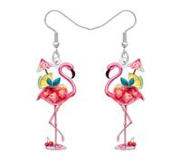 DUOWEI Acrylic Funny Hawaii Tropical Pink Flamingo Dangle Earrings Cute Bird with Goblet Cocktail Margarita Dangling Earrings Summer Jewellery for Women Beach Lovers Gifts