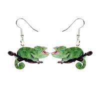 DUOWEI Acrylic Summer Tropic Chameleon Anole Lizard Earrings Dangle Jewelry for Women Gifts (Green)