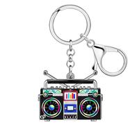 DUOWEI Acrylic Vintage 80s 90s Cassette Tape Player Keychain Key Ring Accessories Gifts for Women Girl Car Keys Wallet Outfit (Black)