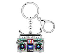 DUOWEI Acrylic Vintage 80s 90s Cassette Tape Player Keychain Key Ring Accessories Gifts for Women Girl Car Keys Wallet Outfit (White)
