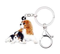 DUOWEI Brown Cavalier King Charles Spaniel Dog Keychain Cute Acrylic Puppy Keyring Purse Bag for Women Teen Girl (Coffee)