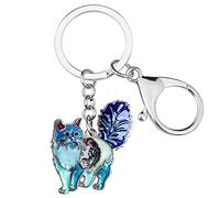 DUOWEI Cute Cat Keyring Cat Keychain Dainty Cat Gifts for Women Girls Bag Wallet Car Key Charms (Arctic)