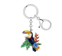 DUOWEI Cute Colorful Tropical Toucan Keychain Key Ring for Women Girls Car Keys Wallet Backpack Bird Lovers Gifts Accessories (Multicolour)