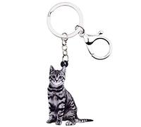 DUOWEI Cute Couple Grey Cat Kitten Keychain Acrylic Pet Keyring Purse Decoration for Women Teen Girl Charm Gift (Cloud)