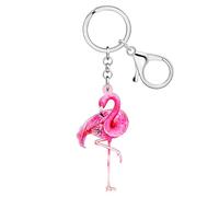 DUOWEI Cute Hawaii Tropical Pink Flamingo Keychain Key Ring Bird Gifts for Women Girls Car Keys Wallet Backpack Accessories (Blush)