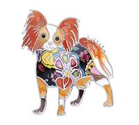 DUOWEI Enamel Standing Papillon Dog Brooch Pins Cute Puppy Pet Dog Gifts for Women Girls Dog Lovers (Brown)