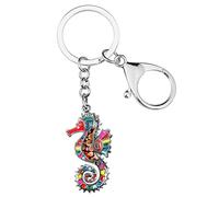 DUOWEI Enamel Tortoise Sea Turtle Key Chains Charm Ocean Animals Keyring Gift Handbag Purse for Women Girl, Multi Seahorse, W2L2