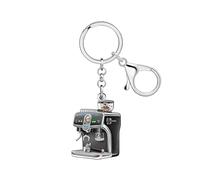 DUOWEI Funny Vintage Coffee Machine Keychain Key Ring for Women Girls Barista Car Keys Wallet Coffee Lovers Gifts Accessories (Grey)