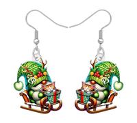 DUOWEI Funny Winter Christmas Gnome Dangle Earrings Gnomes Gifts for Women Accessories, Acrylic Holiday Santa Jewellery Xmas Womens Gifts for Christmas Gnomes Decorations (Bright Green)