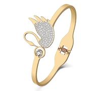 DUOWEI Goose Swan Jewelry Gifts for Women Cute Swan Bracelet Cuff Bangle 18k Real Gold Plated Stainless Steel Swans Charms for Teen Girls Friends (Gold)