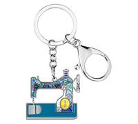 DUOWEI Metal Enamel Mini Sewing machine Keychains Hypoallergenic Unique Keyring for Women Girls Handbag Bag Charms Gifts - blue - Medium