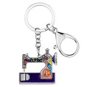 DUOWEI Metal Enamel Mini Sewing machine Keychains Hypoallergenic Unique Keyring for Women Girls Handbag Bag Charms Gifts (Purple), Purple, Medium