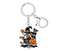 DUOWEI Spooky Halloween Pirate Skull Keyring Cool Gifts for Women | Acrylic Creepy Jolly Roger Keychain Skeleton Jewelry for Purse Bag Charms Backpack Accessories