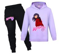 Duoxinbos Girls Tracksuits，Cute Cartoon Printing Comfort Casual Outfit for Little Girls, 2 Piece Playdates & Loungewear