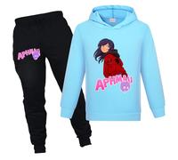 Duoxinbos Girls Tracksuits，Cute Cartoon Printing Comfort Casual Outfit for Little Girls, 2 Piece Playdates & Loungewear