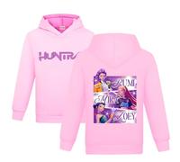 Duoxinbos KPOP Hoodies Boys Vintage Y2k Cotton Pullover Hip Hop Hooded Sweatshirt Fashion Long Sleeve Anime Streetwear for Kids Pink