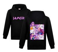 Duoxinbos KPOP Hoodies Boys Vintage Y2k Cotton Pullover Hip Hop Hooded Sweatshirt Fashion Long Sleeve Anime Streetwear for Kids Black