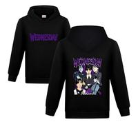 Duoxinbos Wednes-day Hoodies Girls Gothic Hooded Sweatshirt Kids TV Programmes Fashion Pullover Long Sleeve Printed Streetwear for Ages 2-13 Back to School Black