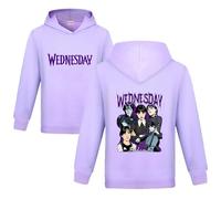 Duoxinbos Wednes-day Hoodies Girls Gothic Hooded Sweatshirt Kids TV Programmes Fashion Pullover Long Sleeve Printed Streetwear for Ages 2-13 Back to School Purple