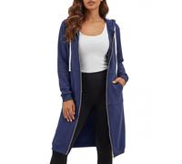 DUOYANGJIASHA Womens Hoodies Zip Up Sweatshirts Oversized 2026 Fashion Long Hooded Fall Winter Fleece Jackets with Pockets, Blue, Medium