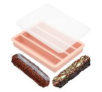 duoyif Large Silicone Rectangular Bar Mold, BPA Free, 4 Cavity Rectangular Baking Molds with Lid, for Energy Bars Chocolate Brownies, 14.2 x 2.2 x 2.2 cm, 1 Piece (Large)