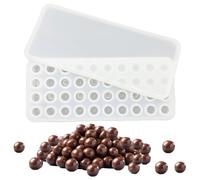 duoyif Silicone Mould Small Ball Diameter 17 mm 40 Cavities, BPA-Free, with Lid, Chocolate Ball Moulds, Mini Silicone Mould for Chocolate, Ice Ball Candy (White, 1.8 cm)