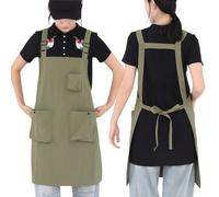 DUOYIJIN Chefs Cooking Aprons with 3 Pockets for Women Men Waterproof H-back Aprons for Home Kitchens Restaurants Solid Color Cafes Work Teaching Waiter Apron with Adjustable Strap, Green