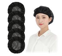 DUOYIJIN Mesh Waiter Chef Caps 5PCS Elastic Catering Hats Restaurant Kitchen Cooking Hats Industrial Workshop Hair Net Adjustable Reusable Food Service Hat for Unisex Workers Cleaners Bakers(Black)